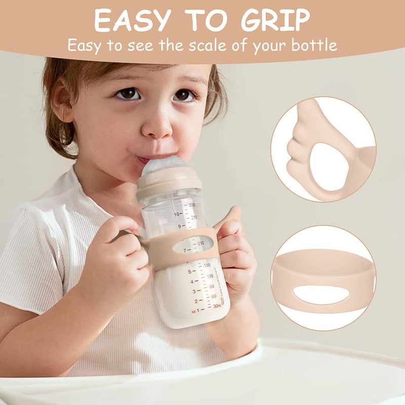 Aolso Silicone Baby Bottle Handles, 2PCS Pink/White Easy Grip Handles for Wide-Neck Bottles, BPA-Free, Dishwasher Safe - Image 4